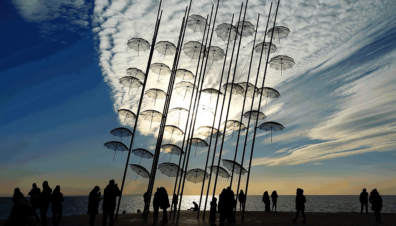 Umbrellas on Thessaloniki New Waterfront